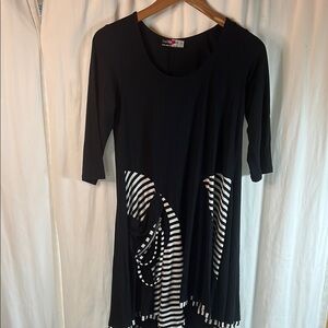 Inside Out Black and White Striped Dress